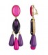 Oorclips paars en roze hangers en mooie facet steen