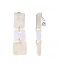 Oorclips beige met 3 vierkante vormen
