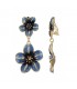 Oorclips blauw luxe stijl met twee bloemen