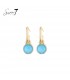Oorbellen met blauwe ronde steen en goudkleurige ring
