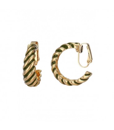 Oorclips goudkleurig met groene gedraaide patroon