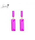 Oorbellen roze met een rechthoekige hanger