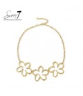 Halsketting goudkleurig met drie bloemen modern en stijlvol design