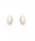 Oorclips met ovale witte steen en goudkleurige rand