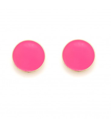 Oorclips roze met een goudkleurige rand