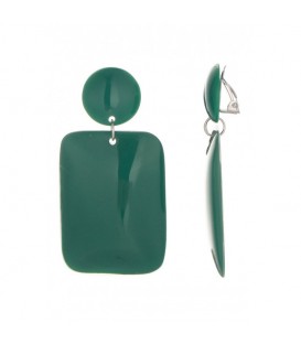 Oorclips groen met een rechthoekige hanger en ronde bovenzijde