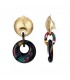 Oorclips goudkleurig oor knop met een veelkleurige ronde hanger
