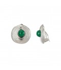 Oorclips met groen steentje en zilverkleurig rand