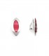 Oorclips met fuchsia roze ovale steen en zilverkleurige rand