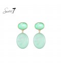Oorbellen met mint groene facetsteen en ovale hanger