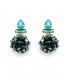 Oorclips met turquoise kristallen en glanzende pailletten