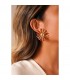 Oorclips met goudkleurig en witte bloem blaadjes