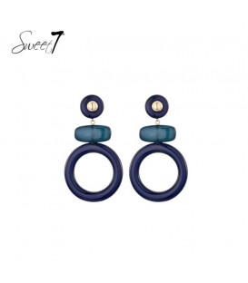 Oorbellen met blauwe hanger met een licht blauwe detail