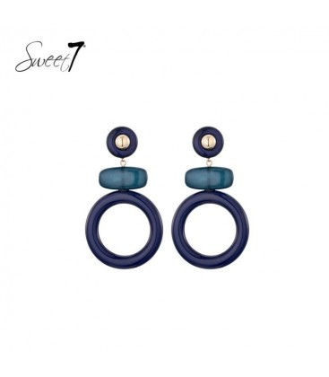 Oorbellen met blauwe hanger met een licht blauwe detail