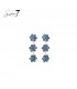 Oorbellen met drie blauwe bloemen en facetkralen